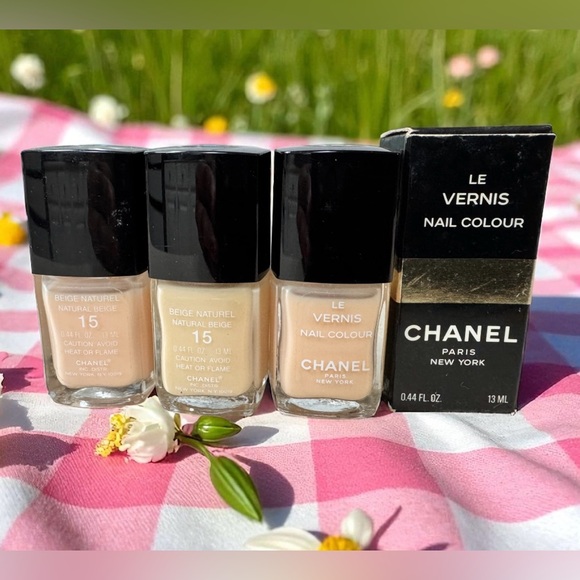 Lot of 3 CHANEL Le Vernis Nail Polish Beige Natural #15  Discontinue Vintage - Picture 1 of 8